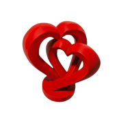 3D-gedrucktes rotes Doppelherz als dekoratives Liebesgeschenk mit modernem Design, ideal für Valentinstag, Hochzeit oder romantische Dekoration.