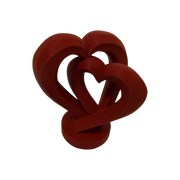 Moderne rote 3D-Herzskulptur mit Doppelherz-Design als romantische Dekoration oder Geschenkidee für Valentinstag, Hochzeit und besondere Anlässe.
