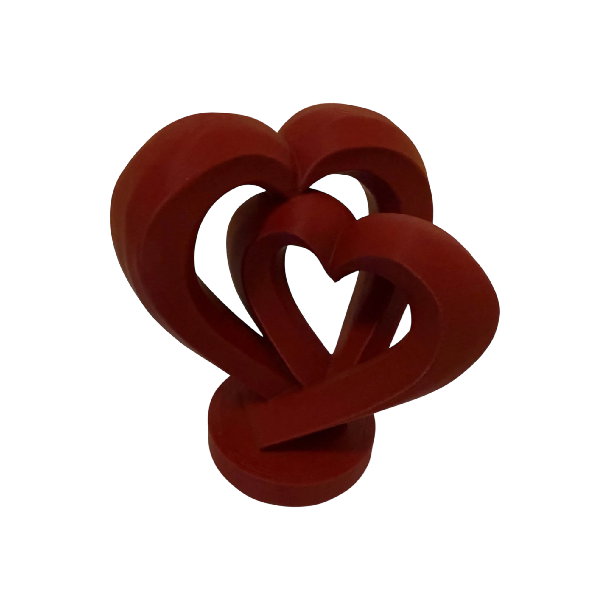 Moderne rote 3D-Herzskulptur mit Doppelherz-Design als romantische Dekoration oder Geschenkidee für Valentinstag, Hochzeit und besondere Anlässe.