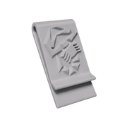 Graue 3D-gedruckte Abarth Geldklammer mit Skorpion-Logo zur sicheren Aufbewahrung von Geldscheinen
