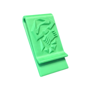 Grüne 3D-gedruckte Abarth Geldklammer mit Skorpion-Logo zur sicheren Aufbewahrung von Geldscheinen