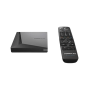 Formuler Android TV Box mit BT1 Universal-Fernbedienung für IPTV, Streaming und Media Player Anwendungen in schwarzem Design.