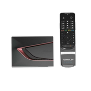Formuler Android TV Box mit Universal-Fernbedienung in Schwarz – moderner Streaming Media Player für IPTV, Smart TV und Multimedia-Anwendungen.