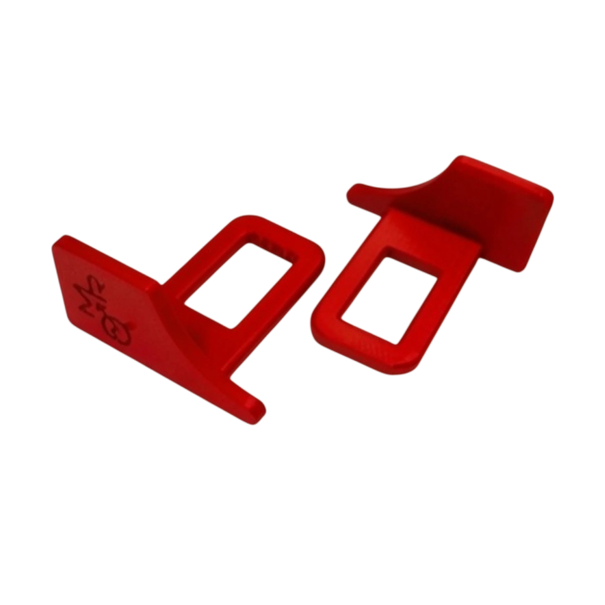Rote Gurtschloss-Stopfen bzw. Sicherheitsgurt-Clips im 2er-Set für Auto-Innenraum, ideal als Gurtschloss-Abdeckung oder zur Geräuschreduzierung im Fahrzeug.