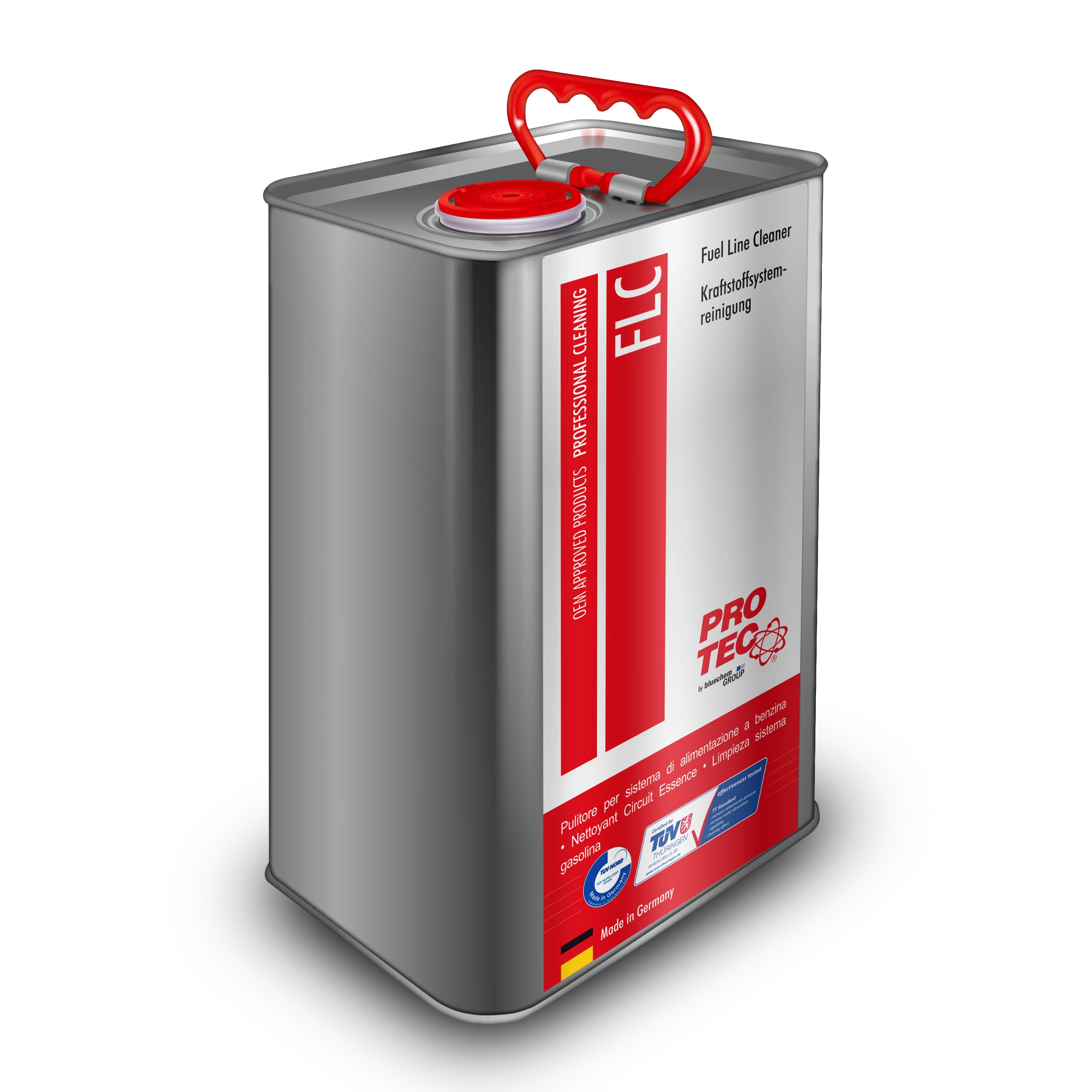 PRO-TEC FLC Fuel Line Cleaner Kraftstoffsystemreiniger im Kanister-Großgebinde für professionelle Reinigung von Kraftstoffsystemen und Einspritzanlagen.