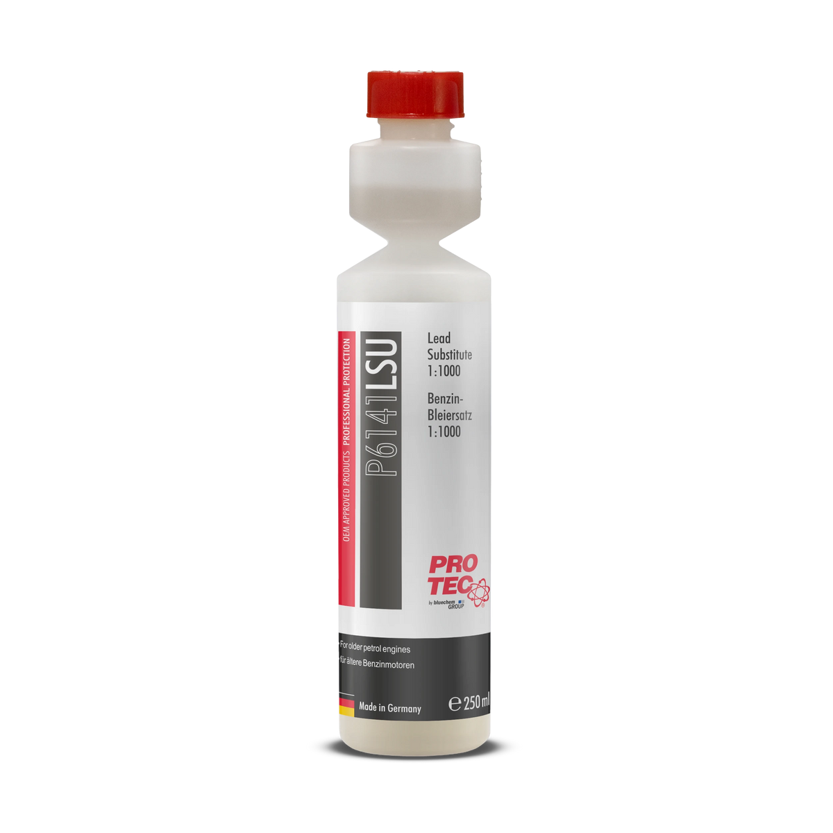 PRO-TEC P6141 LSU Bleiersatz Benzin Additiv 250 ml – Lead Substitute Kraftstoffzusatz für ältere Benzinmotoren und Ventilschutz Made in Germany.