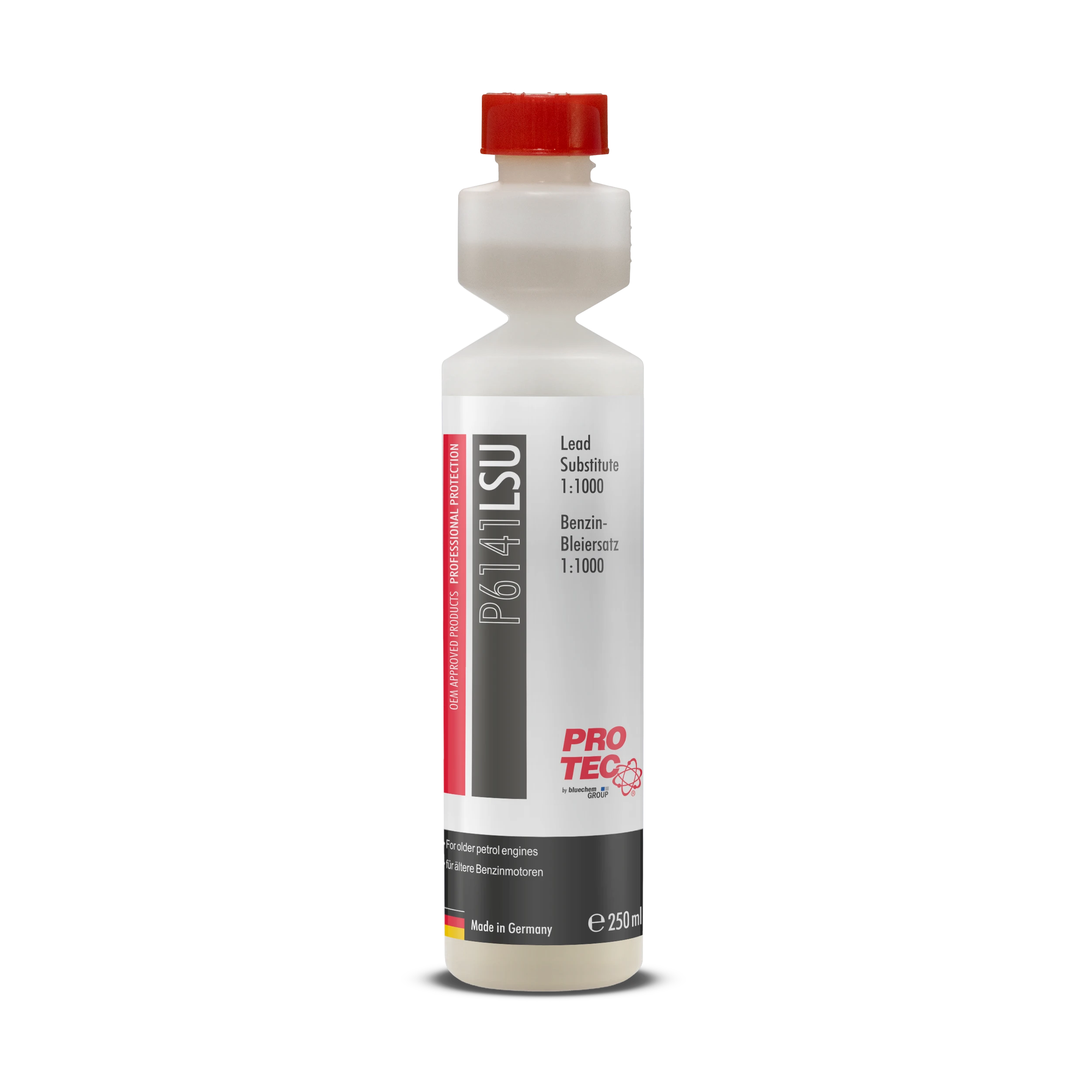 PRO-TEC P6141 LSU Bleiersatz Benzin Additiv 250 ml – Lead Substitute Kraftstoffzusatz für ältere Benzinmotoren und Ventilschutz Made in Germany.